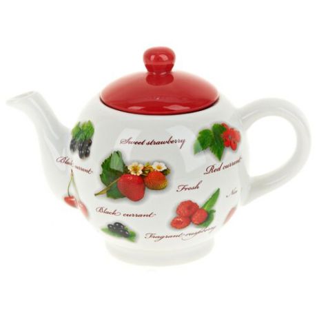 Polystar Global Art Заварочный чайник Садовая ягода 0.95 л белый/красный