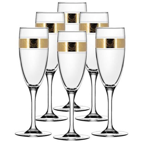 ГУСЬ-ХРУСТАЛЬНЫЙ Набор бокалов для шампанского Первоцвет TAV38-1687 6 шт 190 мл бесцветный/золотистый
