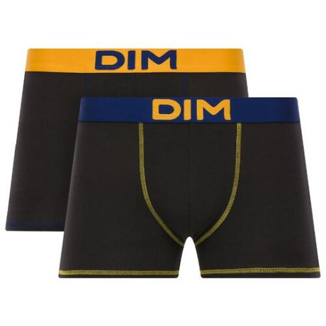 DIM Набор трусов боксеры Mix and Colors с профилированным гульфиком, 2 шт., размер 4, черный/желтый/синий
