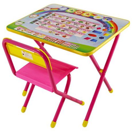Комплект ДЭМИ стол + стул №1 Алфавит 60x45 см розовый