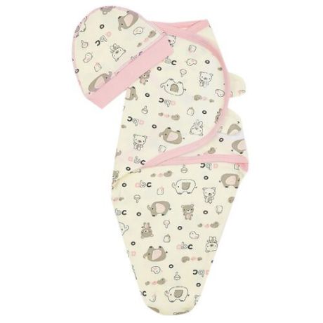 Комплект ДО (Детская одежда) кокон на липучках + шапочка, р. 62 молочный/розовый