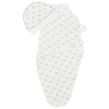Многоразовые пеленки ДО (Детская одежда) кокон на липучках + шапочка, р. 68 белый/серый