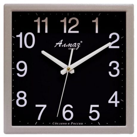 Часы настенные кварцевые Алмаз M58 серый/черный