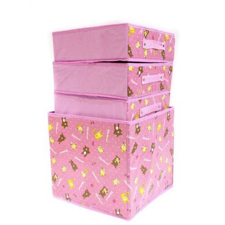 Удачная покупка Набор из трех ящиков для хранения RYP101 розовый