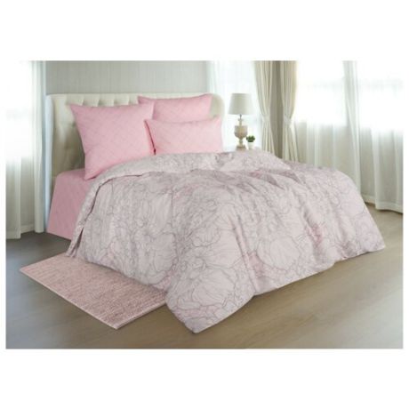Постельное белье 1.5-спальное Guten Morgen Пионы (905) 70х70 см, поплин бежевый/розовый