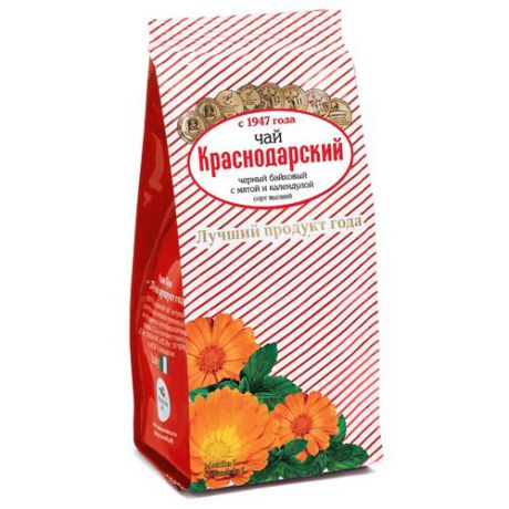 Чай черный Краснодарский с 1947 года с мятой и календулой, 100 г