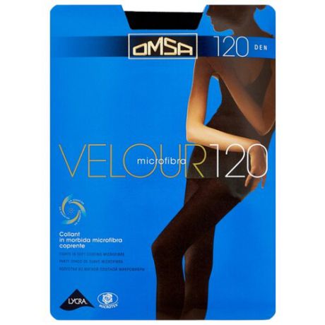 Колготки Omsa Velour 120 den, размер 2-S, nero