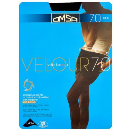 Колготки Omsa Velour Vita Bassa 70 den, размер 3-M, nero