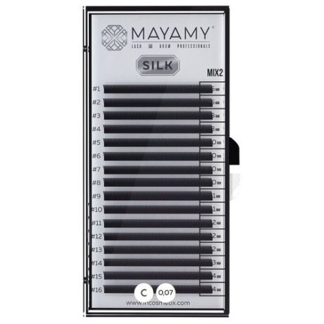 Innovator Cosmetics Ресницы Mayamy Silk 16 линий С-изгиб 0.07 мм Mix2 черный