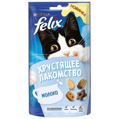 Лакомство для кошек Felix Хрустящее лакомство со вкусом молока, 60г