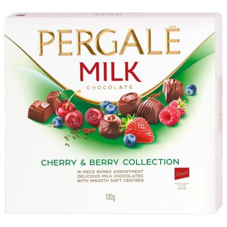 Набор конфет Pergale Milk вишнево-ягодная коллекция 130 г белый/зеленый