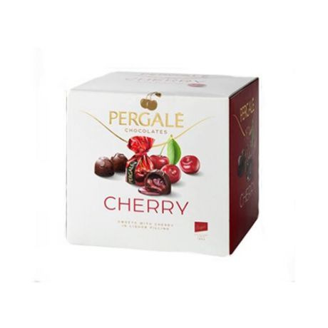 Набор конфет Pergale Cherry темный шоколад с вишней в ликере 295 г белый/красный