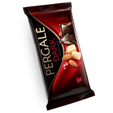 Шоколад Pergale темный с марципановой начинкой 50% какао, 100 г