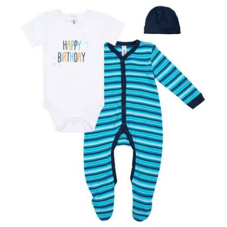 Комплект одежды playToday размер 62, белый/синий/голубой