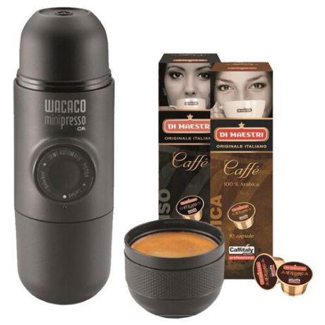 Кофеварка Wacaco Minipresso CA в комплекте с 20 капсулами черный