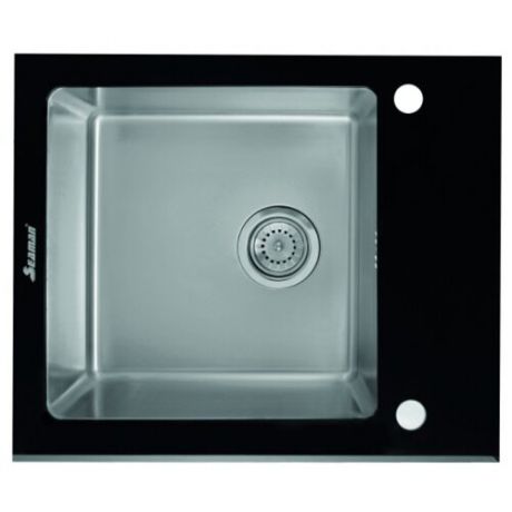 Врезная кухонная мойка 61 см Seaman ECO Glass SMG-610B.B SMG-610B.B матовая нержавеющая сталь/черный