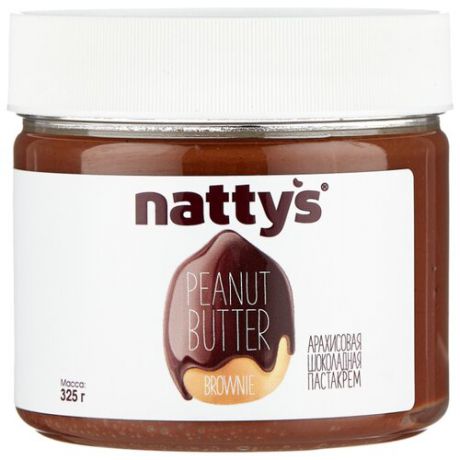 Nattys Паста арахисовая Brownie с шоколадом, 325 г
