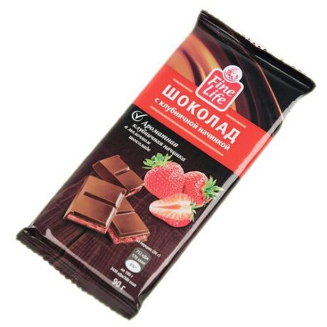 Шоколад Fine Life С клубничной начинкой молочный, 28% какао, 90 г
