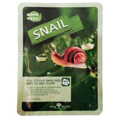 MAY ISLAND тканевая маска Real Essence Snail с экстрактом муцина улитки, 25 мл
