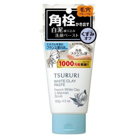 BCL пена-скраб для лица Tsururi white clay paste с французской белой глиной и японским маннаном 120 г