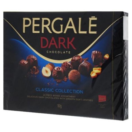 Набор конфет Pergale Dark Classic Collection из темного шоколада 187 г черный/синий