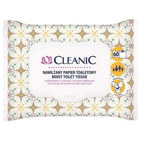 Туалетная бумага Cleanic с экстрактом ромашки и молочной кислотой, 60 л.
