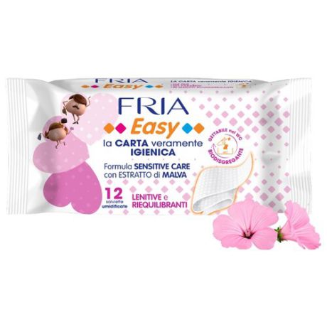 Туалетная бумага FRIA Easy Sensitive Care Formula с экстрактом мальвы, 12 л.