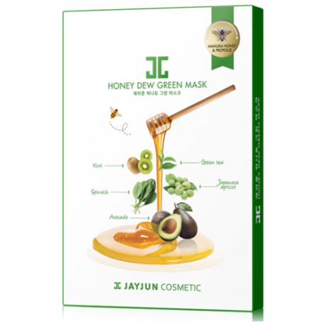 JAYJUN COSMETIC тканевая маска Honey Dew Green медовая успокаивающая, 125 мл, 5 шт.