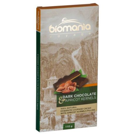 Шоколад Biomania темный с урбечом из ядер абрикосовой косточки, 110 г