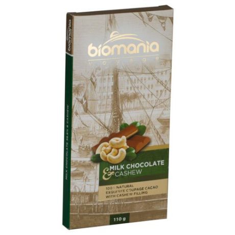 Шоколад Biomania молочный с урбечом из кешью, 110 г