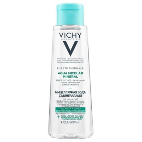Vichy мицеллярная вода с минералами для жирной и комбинированной кожи Purete Thermal, 200 мл