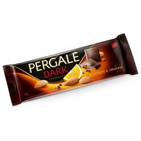 Шоколад Pergale темный с карамелизированным миндалем и апельсином, 88%, 220 г