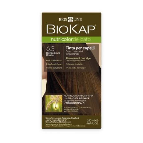 BioKap Nutricolor Delicato стойкая крем-краска для волос, 6.3 темно-русый золотистый