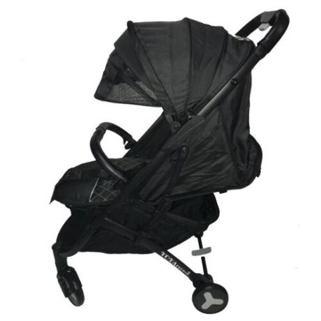 Прогулочная коляска Yoya Plus 2 (дожд., москит., подстак., бампер, сумка-чехол, бамбук. коврик, ремешок на руку) черный/черная рама, цвет шасси: черный