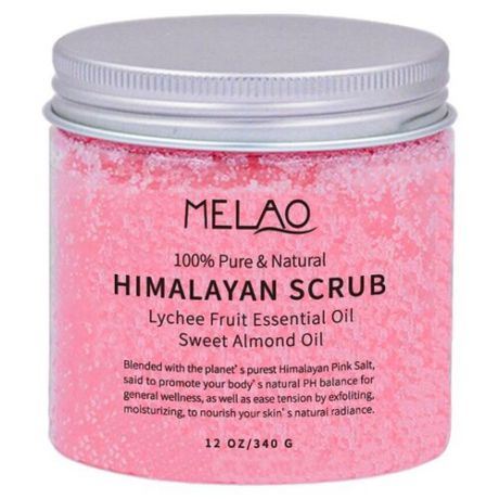 MELAO Скраб с гималайской розовой солью и маслом личи 340 г