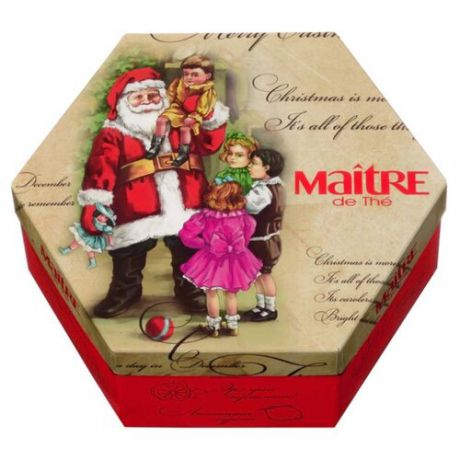 Чай черный и зеленый Maitre ассорти Дед Мороз и дети, в пакетиках, подарочный набор, 120 г