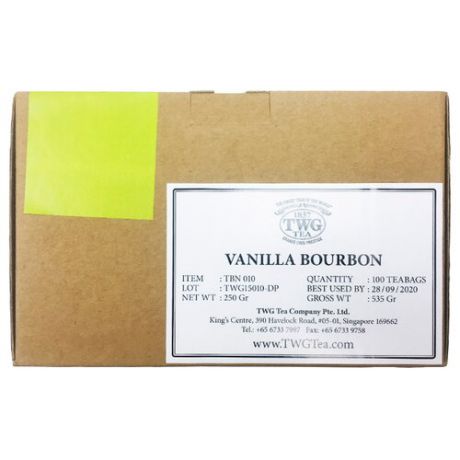 Чай травяной TWG Vanilla Bourbon в пакетиках, 100 шт.