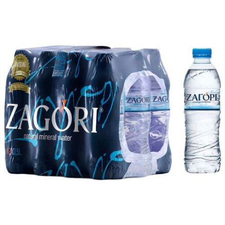 Минеральная вода Zagori негазированная, ПЭТ, 12 шт. по 0.5 л