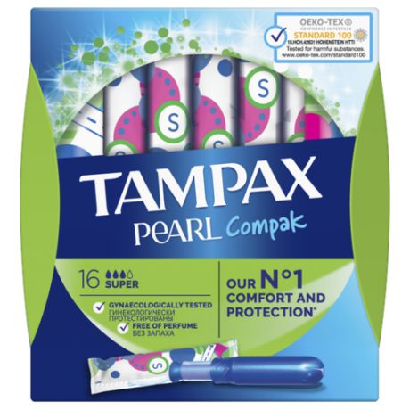 TAMPAX тампоны Compak Pearl Super Duo 16 шт.