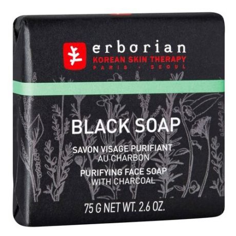 Erborian черное мыло для лица с углем, 75 г