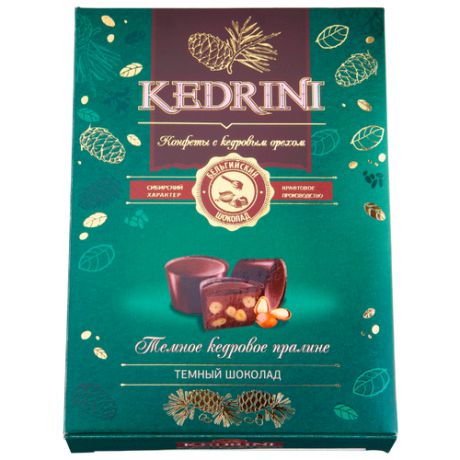 Набор конфет Kedrini Темное кедровое пралине в темном шоколаде зеленый