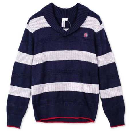 Пуловер playToday размер 140, темно-синий/светло-серый