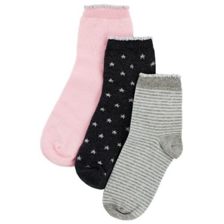 Носки НАШЕ комплект 3 пары размер 18-20, серый/темно-серый/розовый