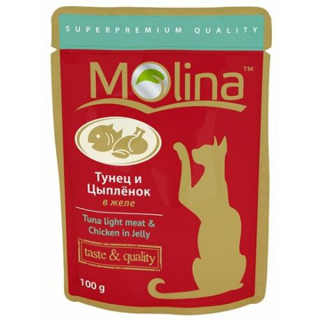 Корм для кошек Molina Пауч для кошек Тунец и цыпленок в желе (0.1 кг) 1 шт.