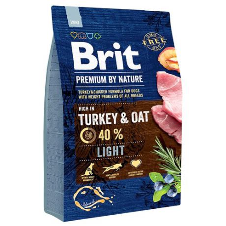 Сухой корм для собак Brit Premium by Nature индейка 3 кг