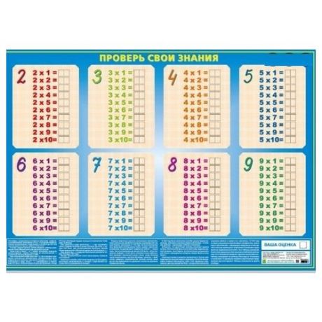 Таблица умножения - проверь свои знания. Учебное пособие с комплектом маркеров (4 цвета)