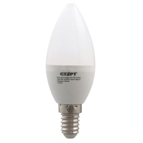 Лампа светодиодная СТАРТ E14, C37, 7Вт