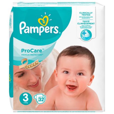 Pampers подгузники ProCare 3 (5-9 кг) 32 шт.