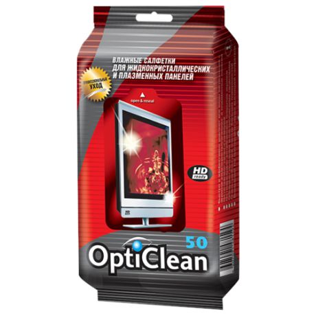 Opti Clean для жидкокристаллических и плазменных панелей влажные салфетки 50 шт. для экрана