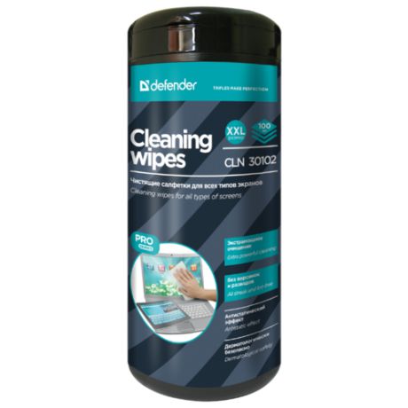 Defender Cleaning Wipes CLN 30102 влажные салфетки 100 шт. для экрана